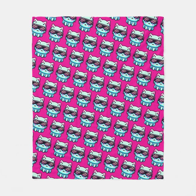 Cyber Cat Fleecedecke (Vorderseite)