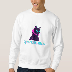 Cyber Cat Vibes - Neon Glitch ästhetisches Design Sweatshirt