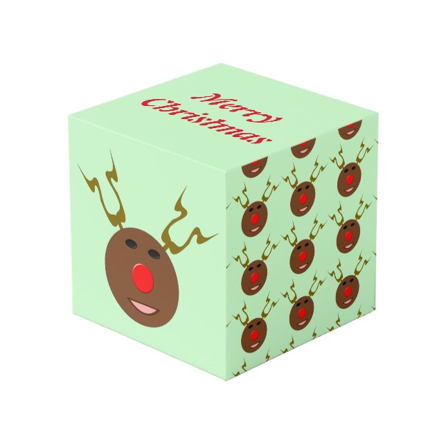 Cyber Christmas Reindeer Custom Foto Cube Würfel (Vorderseite Schrägansicht)