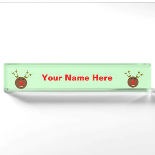 Cyber Christmas Reindeer Custom Namenplate Namensplakette