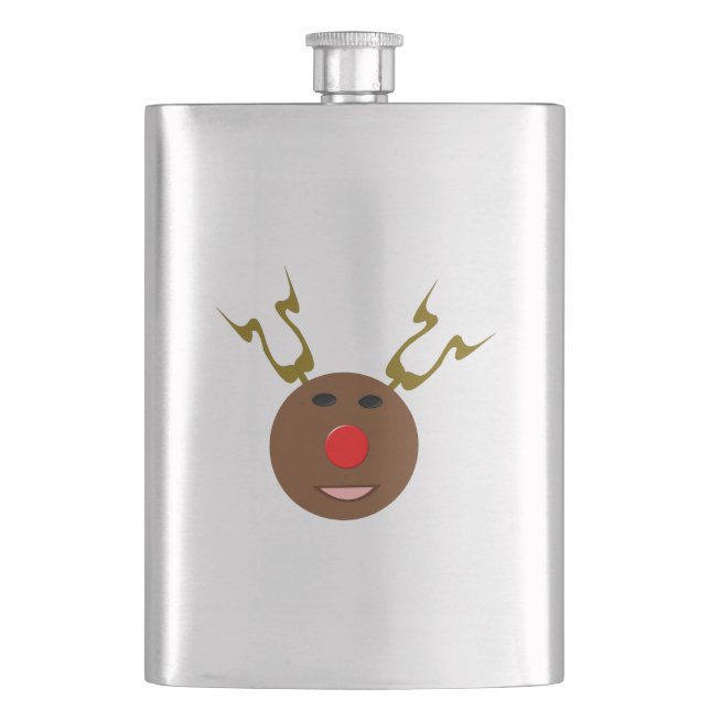 Cyber Christmas Reindeer Flask Flachmann (Vorderseite)