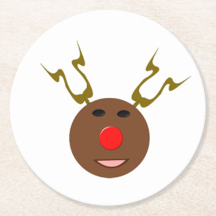 Cyber Christmas Reindeer Paper-Untersetzer Runder Pappuntersetzer