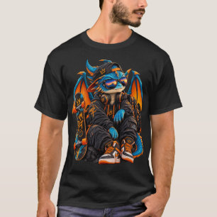 Cyber-Drache Skater Streetwear Kunst T-Shirt