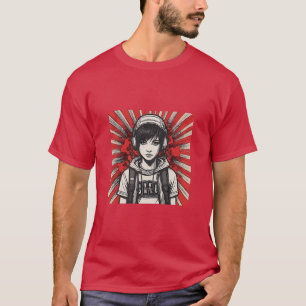 Cyber Emo Girl mit Kopfhörern in fett Pop Art T-Shirt