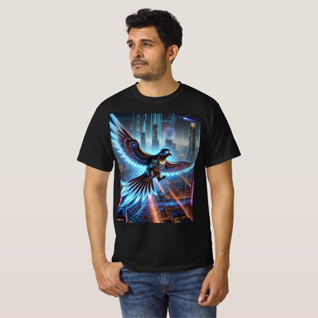 Cyber Falcon Neon Flight T - Shirt Design. (Vorne ganz)