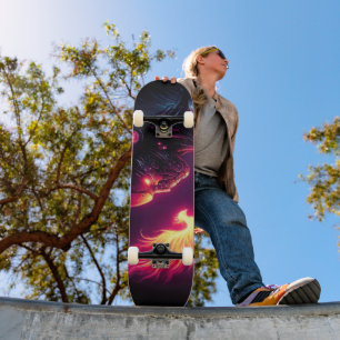 Cyber futuristischer Robot Phoenix Feuergeist Skateboard