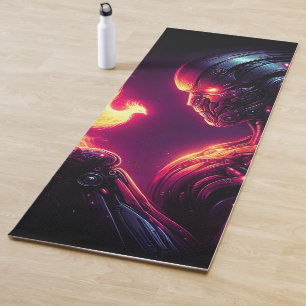 Cyber Futuristischer Robot Phoenix Feuergeist Yogamatte