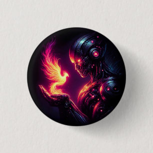 Cyber futuristischer Roboter-Phönix-Feuergeist Button