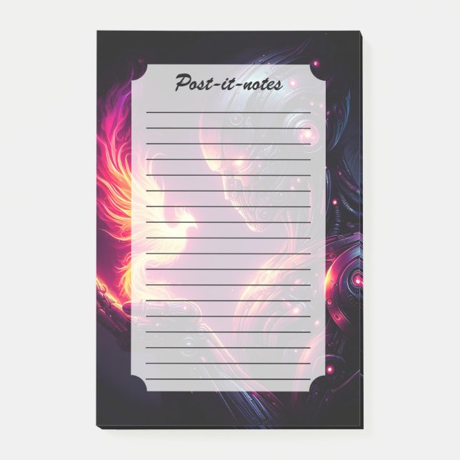 Cyber futuristischer Roboter-Phönix-Feuergeist Post-it Klebezettel (Vorderseite)