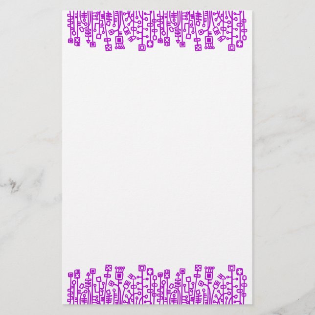 Cyber Garden - Lila Briefpapier (Vorderseite)