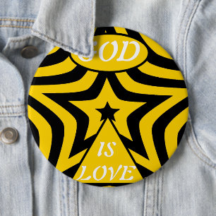 Cyber Gelb & Schwarzer Stern "Gott ist Liebe"  Fet Button