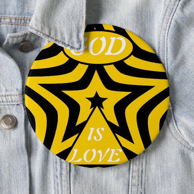 Cyber Gelb & Schwarzer Stern "Gott ist Liebe"  Fet Button (Beispiel)