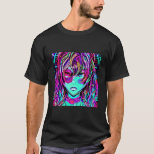 Cyber Girl Colorful Illustration T-Shirt