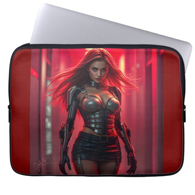 Cyber-Girl Laptopschutzhülle (Vorderseite)