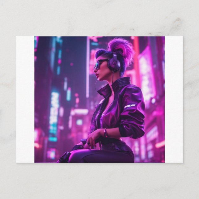 Cyber Girl Postkarte (Vorderseite)