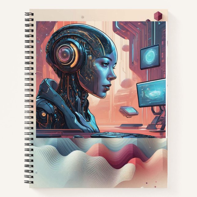 Cyber Girls: Futuristic Notebook Notizbuch (Vorderseite)