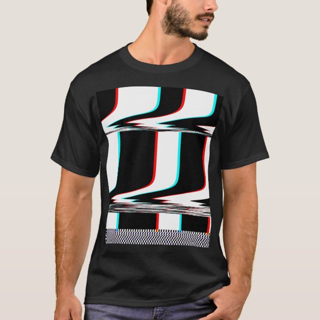 Cyber Glitch Mod Stripe T-Shirt (Vorderseite)