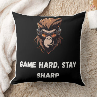 Cyber Gorilla Gamer Schwarz Orange Kunst Kissen