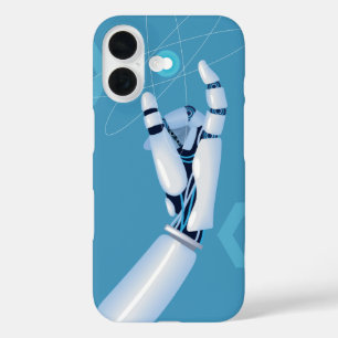 Cyber-Hand mit atomarer Sphäre iPhone 16 Hülle