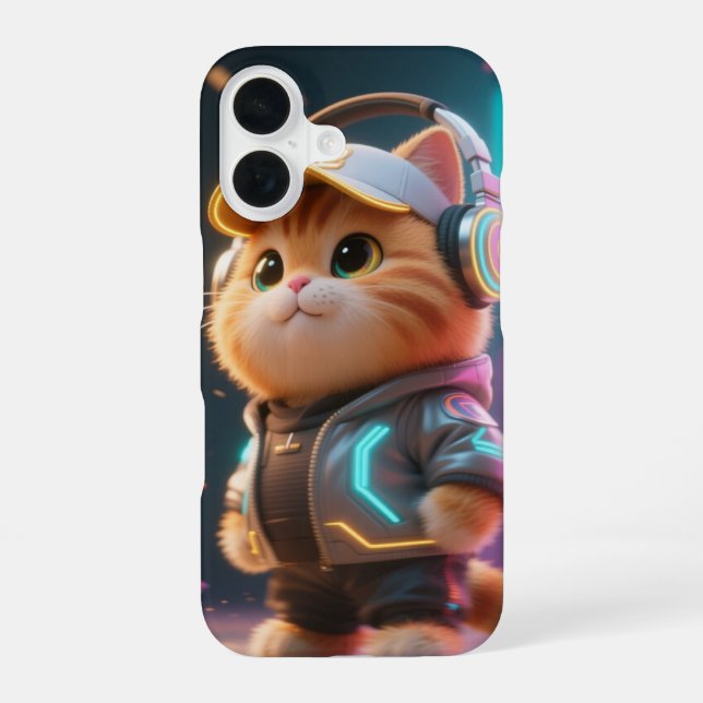 Cyber Kawaii Cat Phone Case iPhone 16 Hülle (Rückseite)