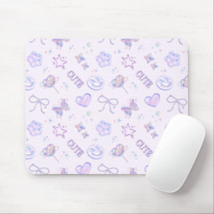 Cyber Kawaii Pastell-Lavendel-Schmetterling-Smiley Mousepad