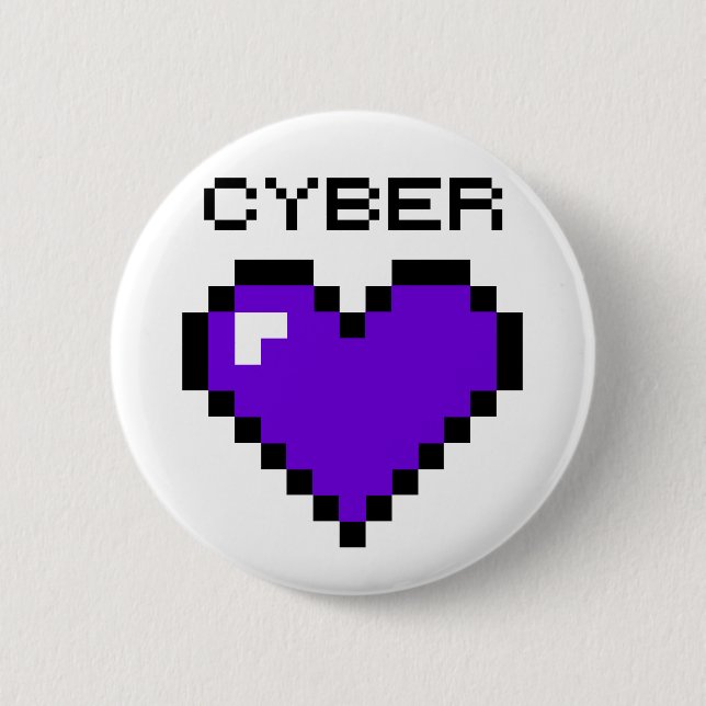 Cyber-Kriegsführungs-lila Herzknopf Button (Vorderseite)