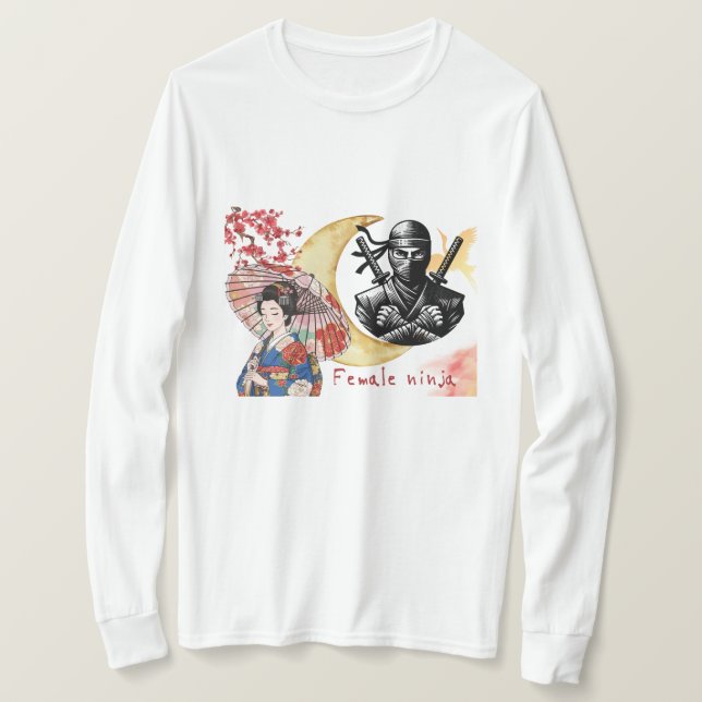 Cyber Kunoichi: Neon Night Shinobi Edition T-Shirt (Design vorne)