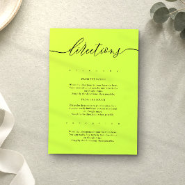 Cyber Lime Jet Black Einfache Hochzeitsanweisungen Begleitkarte
