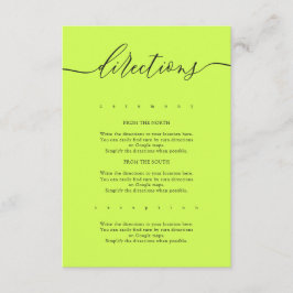 Cyber Lime Jet Black Einfache Hochzeitsanweisungen Begleitkarte