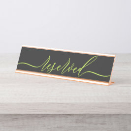 Cyber Lime Jet Black Schrift Tisch Reserviert Schreibtischnamensplakette