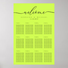 Cyber Lime Jet Black Willkommens-Hochzeitstisch-Si Poster