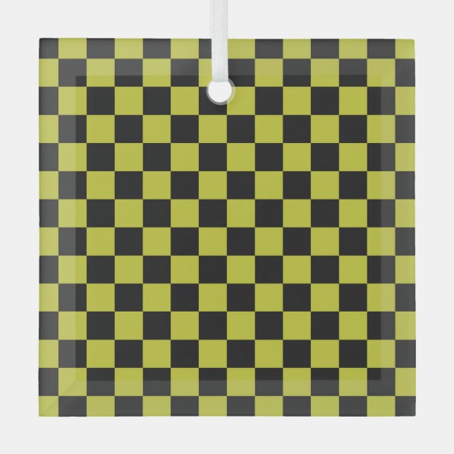 Cyber lyme checkerboard pattern ornament aus glas (Vorderseite)