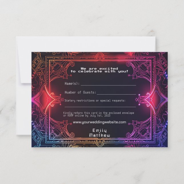 Cyber-Mittelalterliche Fusion Wedding RSVP Card Dankeskarte (Vorderseite)