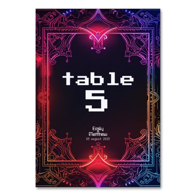 Cyber-Mittelalterliche Fusionshochzeit Tischnummer (Vorderseite)