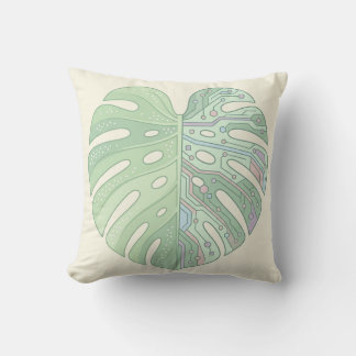 Cyber Monstera Leiterplatten-Blatt-Wurfkissen — T Kissen