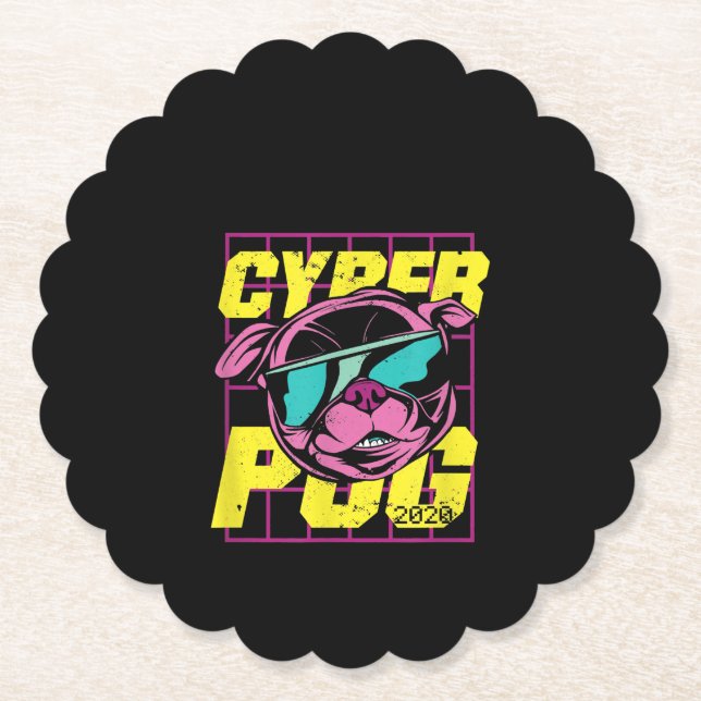 Cyber Mops 2021 Funny Dog Mops Design Untersetzer (Vorderseite)