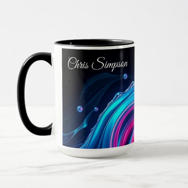 Cyber-Natural Wave Mural Full Wrap Personalized Tasse (Links)