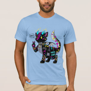 Cyber Neon Gamer Cat Furry T - Shirt