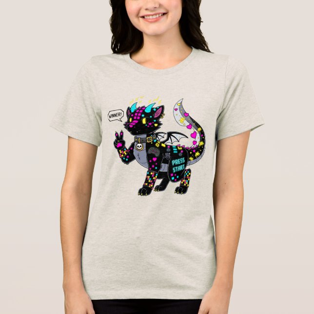 Cyber Neon Gamer Cat Furry Women's T - Shirt (Vorderseite)
