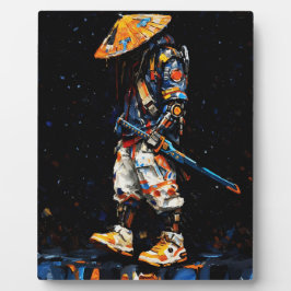 Cyber Ninja Palette Knife Neon Orange Impasto Fotoplatte