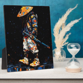 Cyber Ninja Palette Knife Neon Orange Impasto Fotoplatte