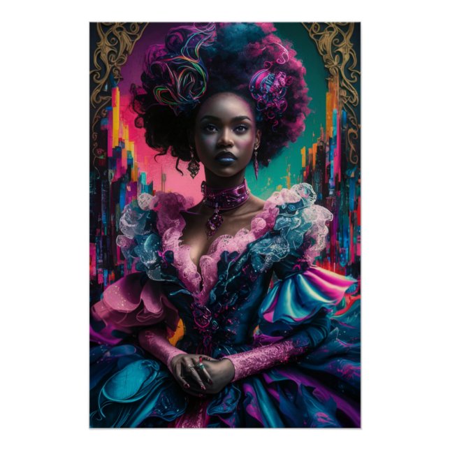 Cyber Nouveau African American Beauty Poster (Vorderseite)