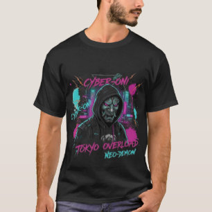 Cyber-Oni & Roboter-Katzenkopf   Neo-Tokyo Vaporwa T-Shirt