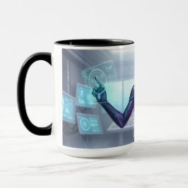 Cyber Oracle Mug – Futuristic Tech Anime Girl Tasse