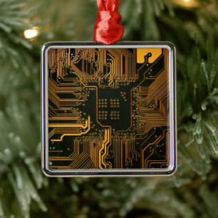 Cyber Orange PCB-Schaltungsplatinen-Verfolgungsmus Ornament Aus Metall