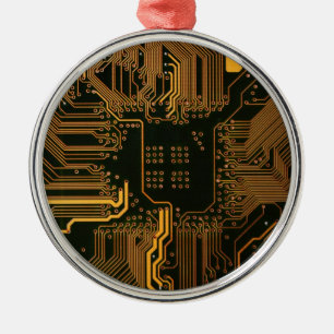 Cyber Orange PCB-Schaltungsplatinen-Verfolgungsmus Ornament Aus Metall