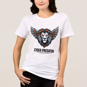 Cyber-Prädator Geflügeltes Mechanisches Löwe Grafi Tri-Blend Shirt