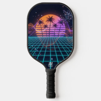 Cyber-Pulse Neon Soundwave Modern 80s  Pickleball Schläger