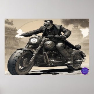 CYBER PUNK BIKER POSTER