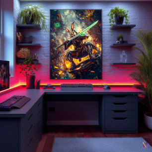 Cyber Ronin Kaninchen – Neonklingen-Wächter Poster